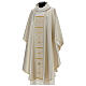 Chasuble 100% polyester with decorative applications embroidery in gold ecru Limited Edition s3