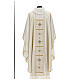 Chasuble 100% polyester with decorative applications embroidery in gold ecru Limited Edition s4