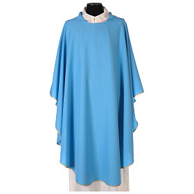 Light blue simple chasuble, 100% polyester