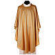 Plain gold chasuble, 80% wool, 20% lurex without embroidery s1