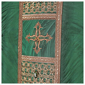 Acetate and viscose chasuble with trimmings, strass, machine embroidery Gamma