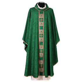Priest chasuble in acetate viscose agremanistitch work strass machine embroidery Gamma