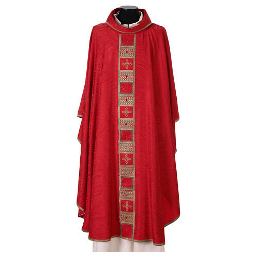 Priest chasuble in acetate viscose agremanistitch work strass machine embroidery Gamma 4