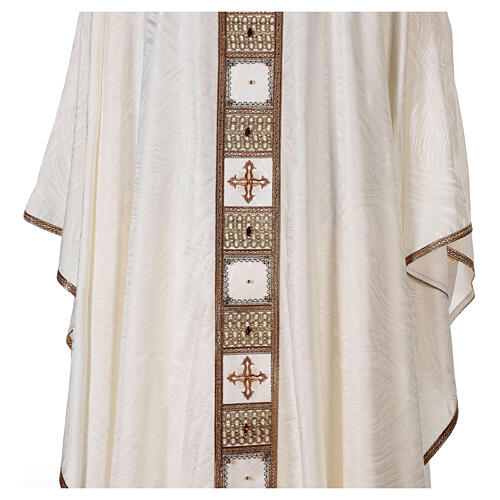 Priest chasuble in acetate viscose agremanistitch work strass machine embroidery Gamma 8
