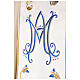 Chasuble mariale couleur ivoire fleurs bleues claires 100% laine Gamma s2