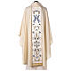 Ivory Marian chasuble with blue flowers 100% wool Gamma s6