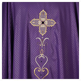 Chasuble of printed polyester fabric, machine emboidery and stones Gamma