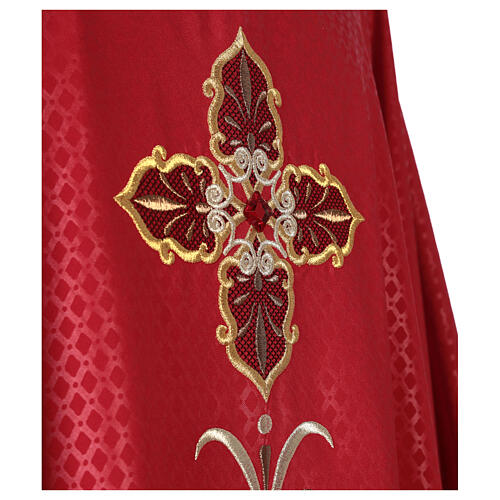 Chasuble of printed polyester fabric, machine emboidery and stones Gamma 4