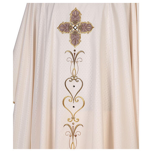 Chasuble of printed polyester fabric, machine emboidery and stones Gamma 6
