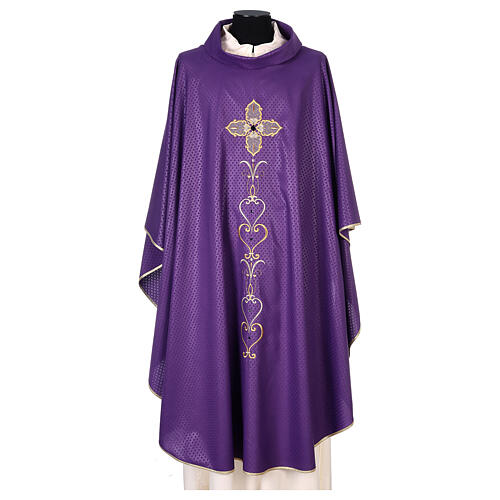 Chasuble of printed polyester fabric, machine emboidery and stones Gamma 9