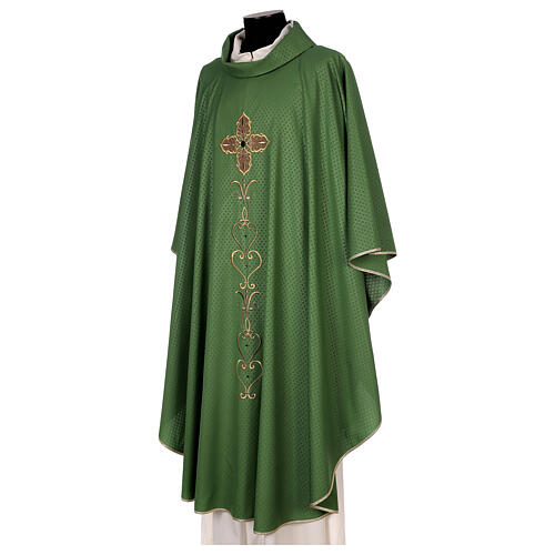 Chasuble of printed polyester fabric, machine emboidery and stones Gamma 10