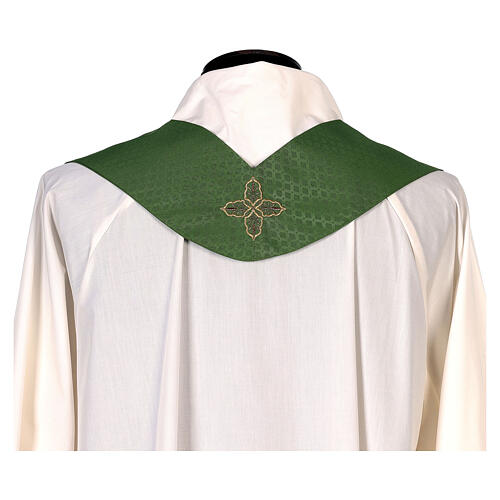 Chasuble of printed polyester fabric, machine emboidery and stones Gamma 14