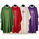 Chasuble of printed polyester fabric, machine emboidery and stones Gamma s1