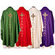 Chasuble of printed polyester fabric, machine emboidery and stones Gamma s11