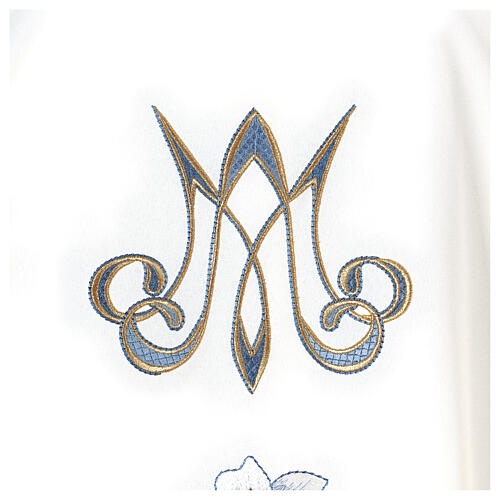 Marian chasuble, 100% polyeter, machine embroidery, lily and monogram Gamma 3