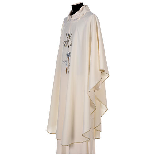 Marian chasuble, 100% polyeter, machine embroidery, lily and monogram Gamma 4