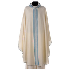 Marian chasuble coloured collar and central strip, 97% wool 3% lurex Gamma