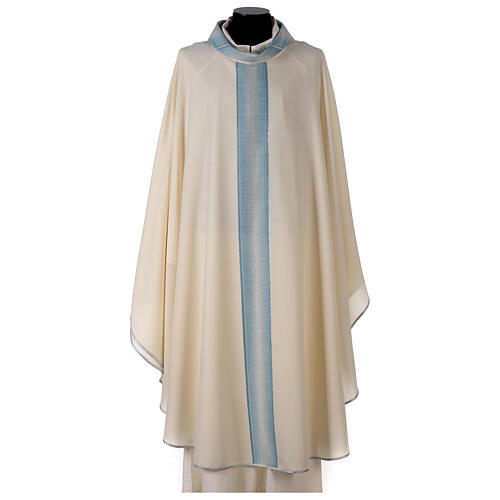 Marian chasuble coloured collar and central strip, 97% wool 3% lurex Gamma 1