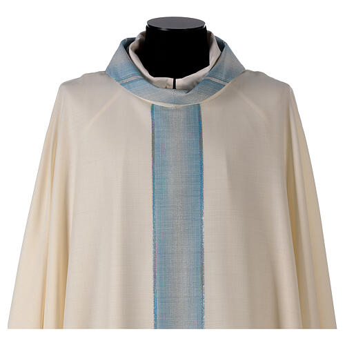 Marian chasuble coloured collar and central strip, 97% wool 3% lurex Gamma 2