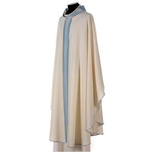 Marian chasuble coloured collar and central strip, 97% wool 3% lurex Gamma 3