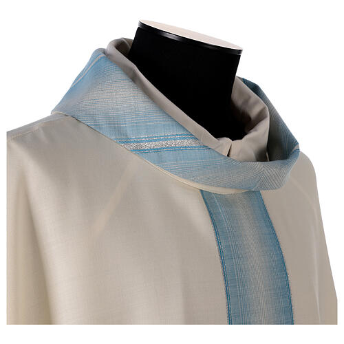 Marian chasuble coloured collar and central strip, 97% wool 3% lurex Gamma 4