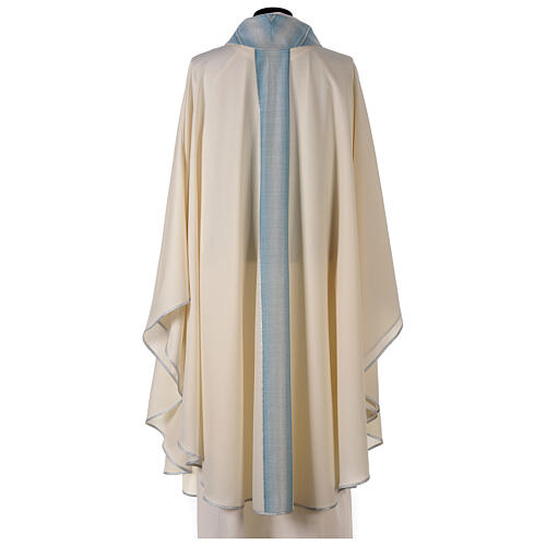 Marian chasuble coloured collar and central strip, 97% wool 3% lurex Gamma 5