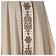 Ivory chasuble with woven wool fabric, machine embroidered orphrey Gamma s5