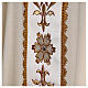 Casula cor de marfim tecido com padrão 100% lã faixa central bordada à máquina Gamma s6