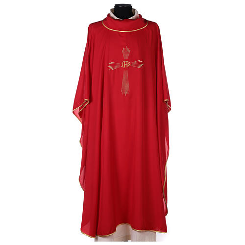 Set of 4 Chasubles 4 colors, IHS cross rays SPECIAL PRICE 4