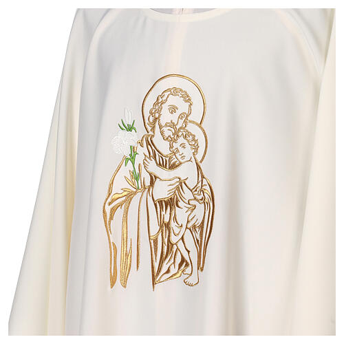 Gesticktes Messgewand mit Sankt Joseph aus 100% Polyester in liturgischen Farben 4