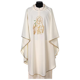 Ornat Święty Józef haftowany, kolory liturgiczne, 100% poliester