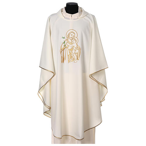 Ornat Święty Józef haftowany, kolory liturgiczne, 100% poliester 1