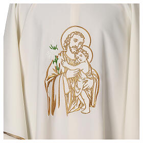 Saint Joseph chasuble, embroidered, liturgical colors, 100% polyester