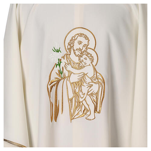 Saint Joseph chasuble, embroidered, liturgical colors, 100% polyester 2