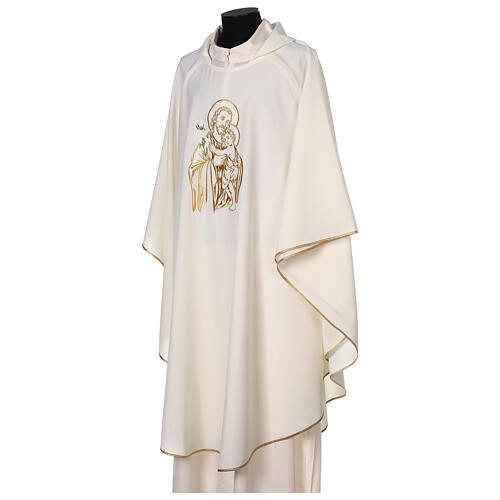 Saint Joseph chasuble, embroidered, liturgical colors, 100% polyester 3