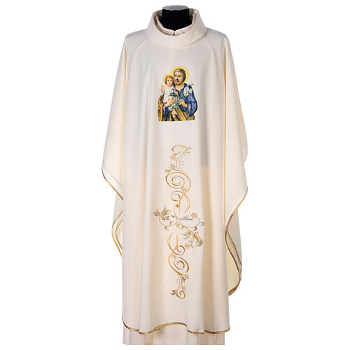 Embroidered chasuble, Saint Joseph, polyester, golden thread 1