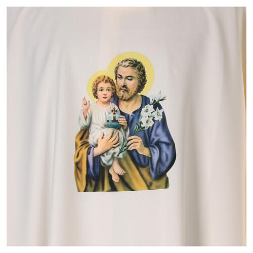 Embroidered chasuble, Saint Joseph, polyester, golden thread 2