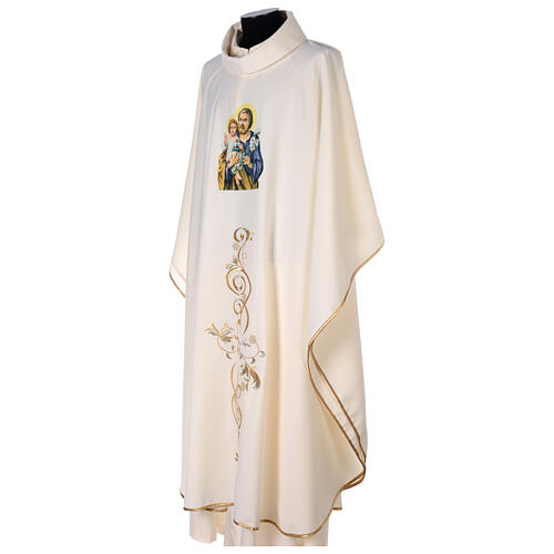 Embroidered chasuble, Saint Joseph, polyester, golden thread 4