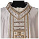 Ivory-coloured chasuble with golden orphrey band and stones, acetate and viscose Gamma s2