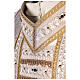 Ivory-coloured chasuble with golden orphrey band and stones, acetate and viscose Gamma s13