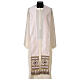 Ivory-coloured chasuble with golden orphrey band and stones, acetate and viscose Gamma s14