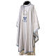White chasuble with machine-embroidered marial pattern, acetate and viscose Gamma s5