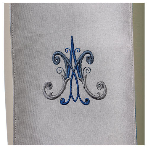 Chasuble in white acetate viscose with machine-made Marian embroidery Gamma 15