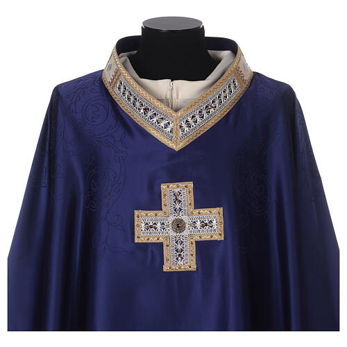 Chasuble with golden embroidered cross, acetate and viscose, 4 colours Gamma 5