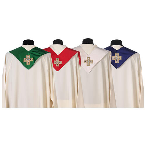 Chasuble with golden embroidered cross, acetate and viscose, 4 colours Gamma 8