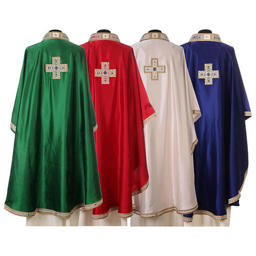 Chasuble with golden embroidered cross, acetate and viscose, 4 colours Gamma 9
