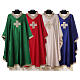 Chasuble with golden embroidered cross, acetate and viscose, 4 colours Gamma s1