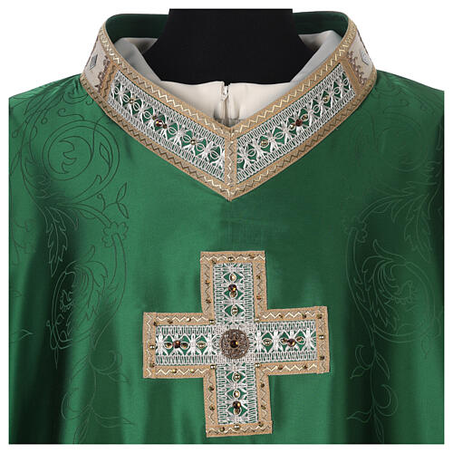 Chasuble in acetate viscose cross with golden embroidery 4 colors Gamma 2