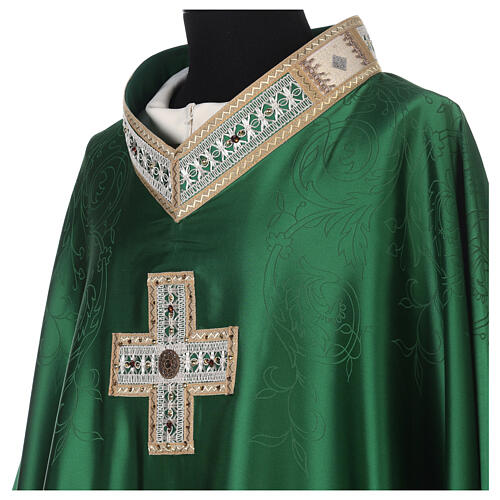 Chasuble in acetate viscose cross with golden embroidery 4 colors Gamma 3