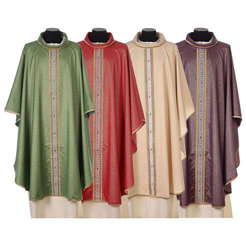 Chasuble with golden embroidery, wool and lurex, 4 colours Gamma 1